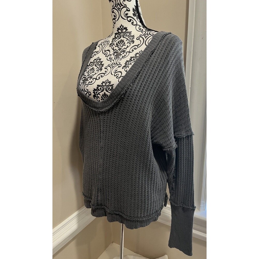 We The Free New Magic Thermal Long Sleeve Waffle Knit Faded Black M Boho Grunge - Picture 6 of 16